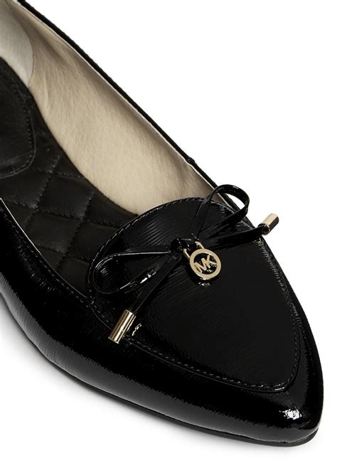 michael kors black patent shoes|Michael Kors black flats 8m.